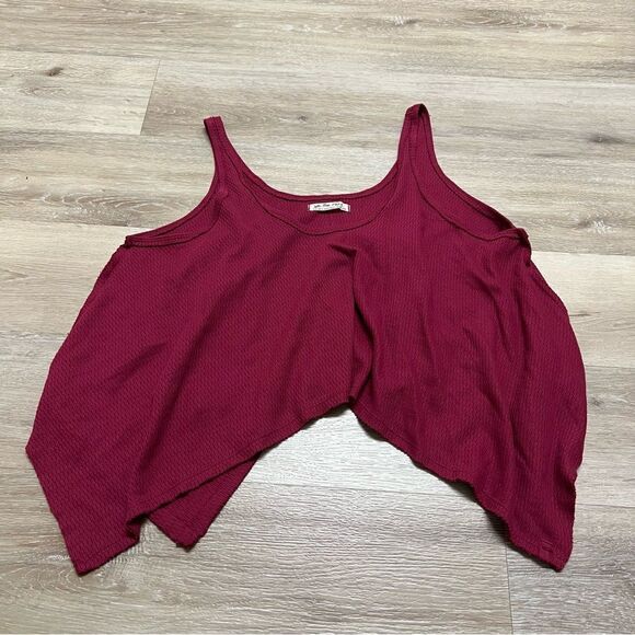 Free People We the Free Sing La La Asymmetrical Tank Over Sized Red - Picture 1 of 7